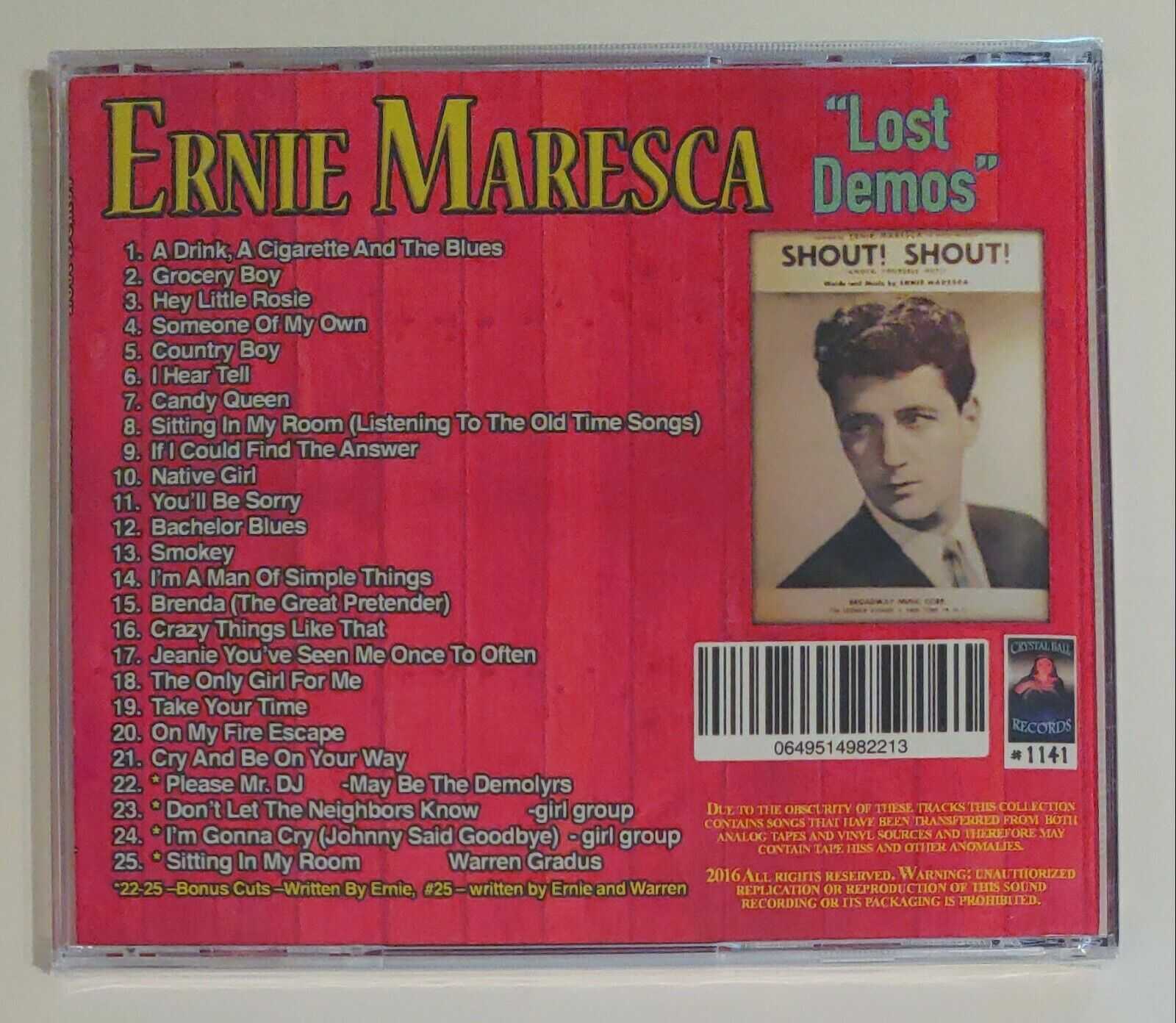 ERNIE MARESCA - LOST DEMOS CD BRAND NEW - Image 3