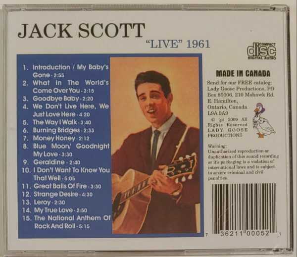 JACK SCOTT - LIVE 1961  CD     BRAND NEW - Image 3