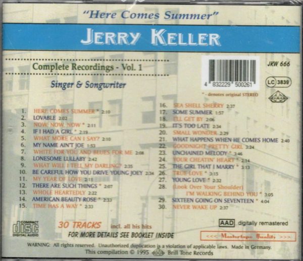 Jerry Keller - Here Comes Summer - Complete Vol 1 - CD - Brand New - Image 3