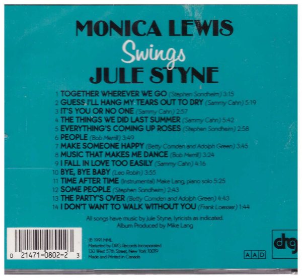 MONICA LEWIS  - CD - Swings Jule Styne - BRAND NEW - Image 3