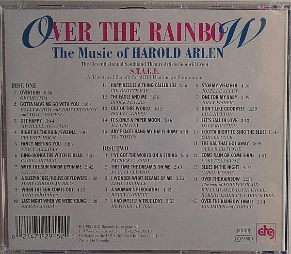 OVER THE RAINBOW - 2 CDs - The Music Of HAROLD ARLEN - BRAND NEW - Image 3