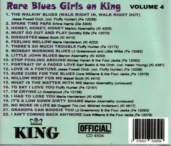 RARE BLUES GIRLS ON KING - VOL 4 CD - BRAND NEW - Image 3