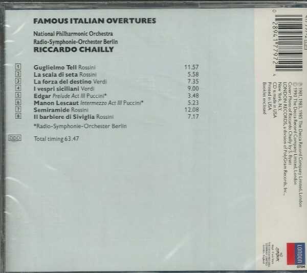 RICCARDO CHAILLY CD - Famous Italian Overtures - BRAND NEW - Image 3