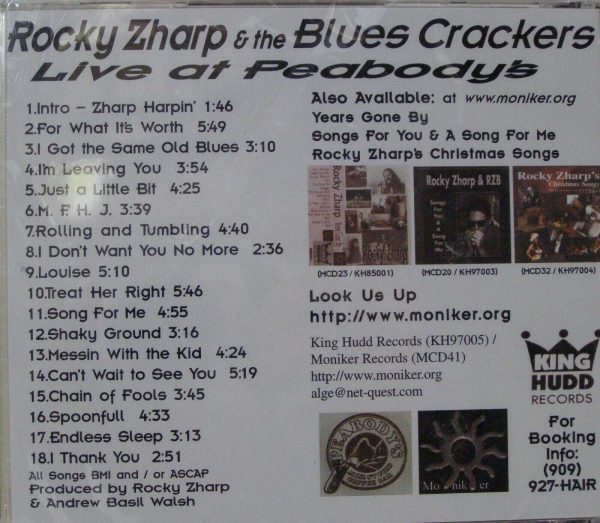 ROCKY ZHARP & THE BLUES CRACKERS - LIVE AT PEABODY'S - CD - BRAND NEW - Image 3