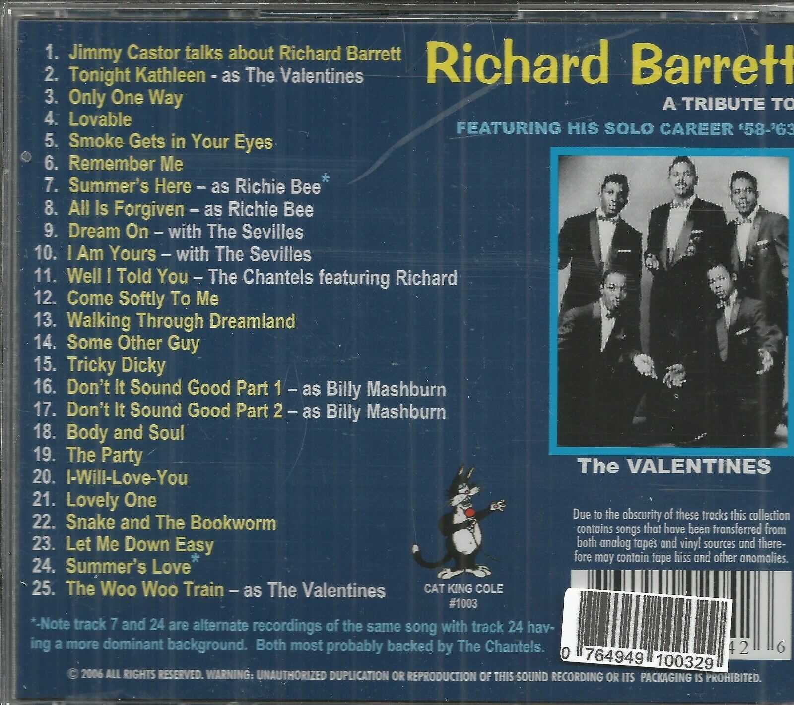 Richard Barrett CD - A Tribute To Brand New 25 Tracks on Cat King Cole - Image 3
