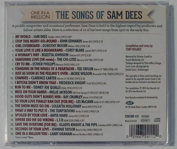 SAM DEES - SONGS OF   ONE IN A MILLION  CD  BRAND NEW - Image 3
