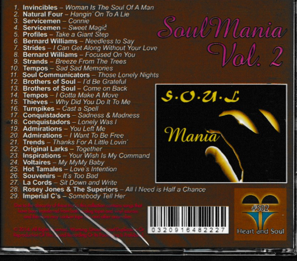 SOUL MANIA VOL 2 CD - BRAND NEW - Image 3