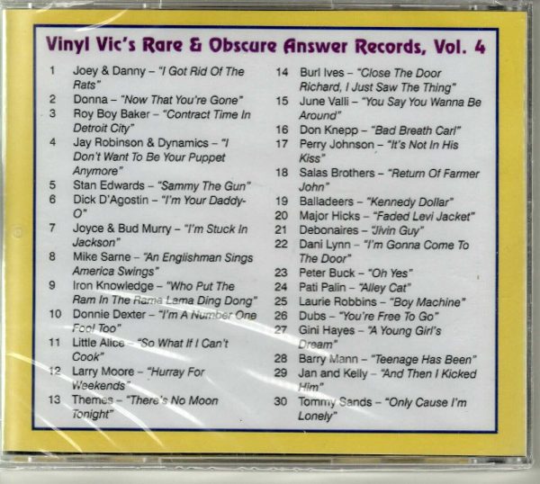 Vinyl Vic's Rare and Obscure Answer Records - Vol 4 - CD - Brand New! - Image 3
