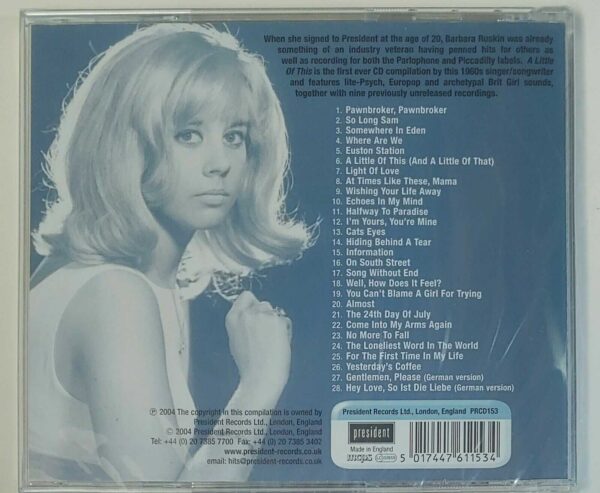 BARBARA RUSKIN - SONGBOOK  LITTLE OF THIS   CD     BRAND NEW - Image 3