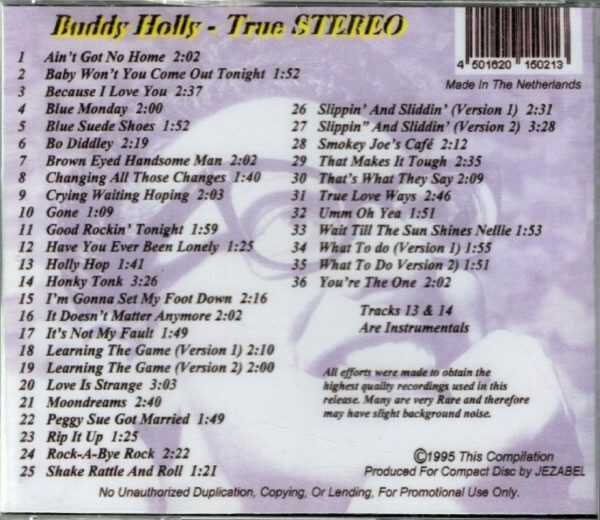 Buddy Holly - True Stereo - CD - Brand New - Image 3