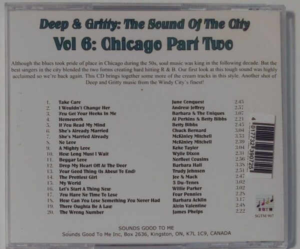 DEEP AND GRITTY - SOUND OF THE CITY VOL 6 CHICAGO PT 2   CD  BRAND NEW - Image 3