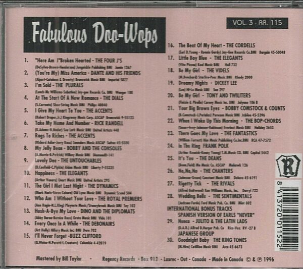 FABULOUS DOO-WOPS - CD - Vol. 3 - BRAND NEW - Image 3
