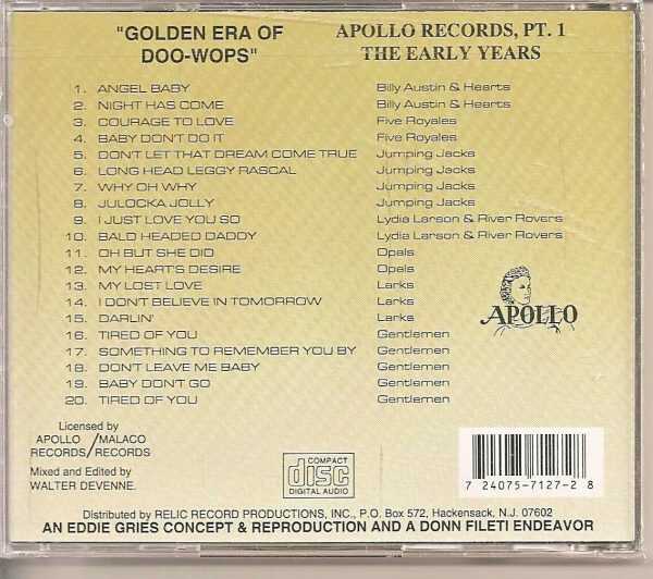 GOLDEN ERA OF DOO WOPS - CD - Apollo Records Pt. 1 - Brand New - Image 3