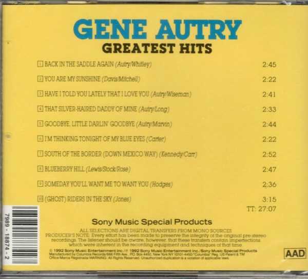Gene Autry - Greatest Hits - CD - Brand New - Image 3