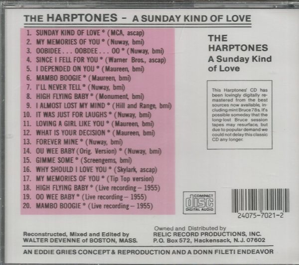 HARPTONES - A Sunday Kind of Love -Featuring Willie Winfield - CD - BRAND NEW - Image 3