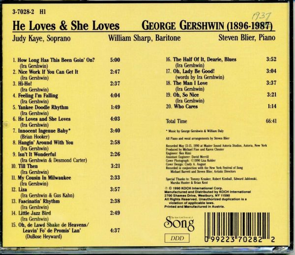 HE LOVES AND SHE LOVES - GERSHWIN SONGS & DUETS - CD - BRAND NEW - Image 3