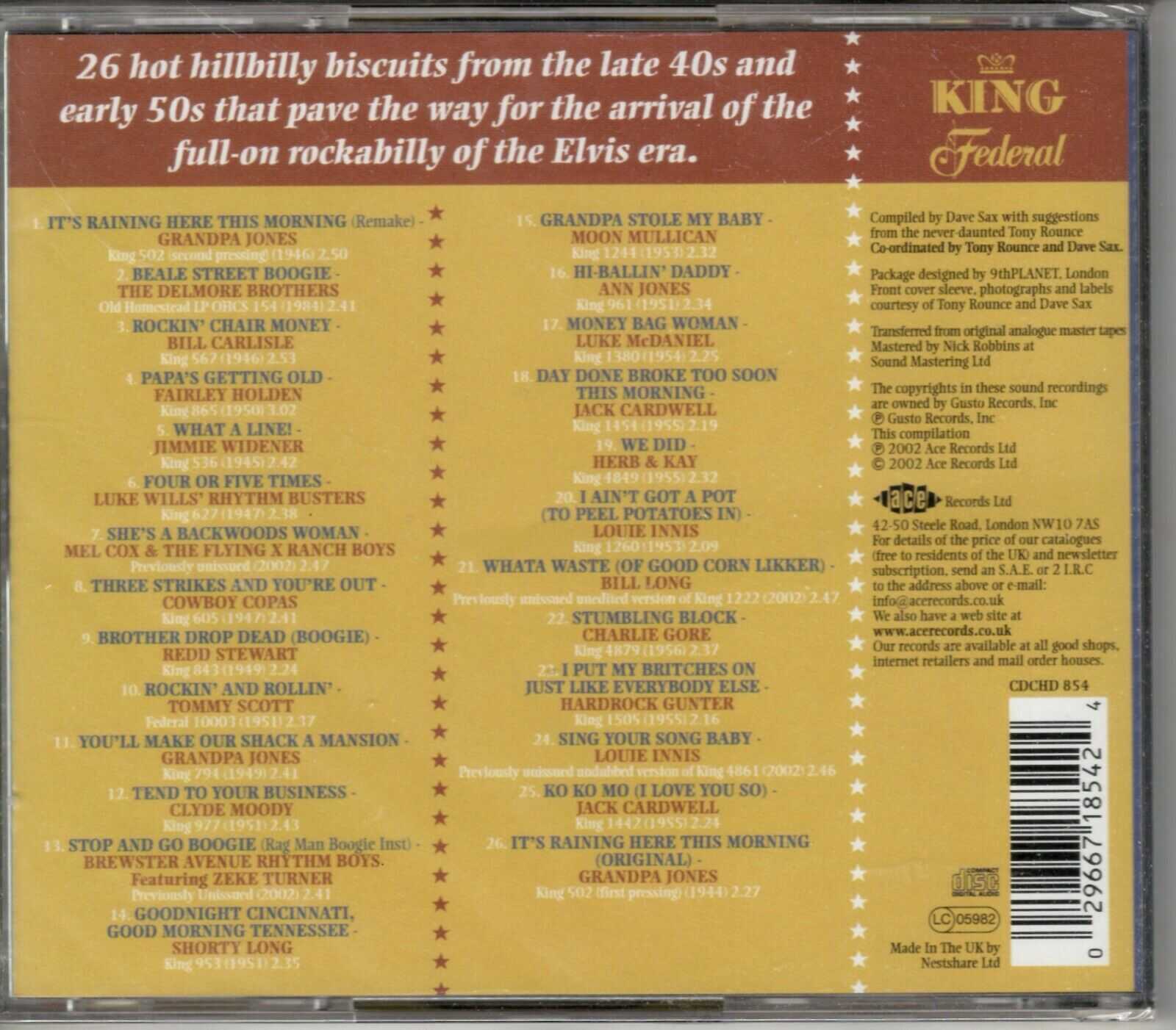 King Hillbilly Bop 'n' Boogie - CD - Brand New - Image 3