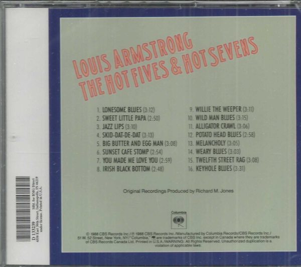 Louis Armstrong CD - Hot Fives & Hot Sevens, Vol. 2  Brand New on Columbia - Image 3