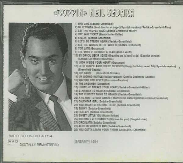 NEIL SEDAKA - CD - Boppin - Hits And Rarities - BRAND NEW - Image 3