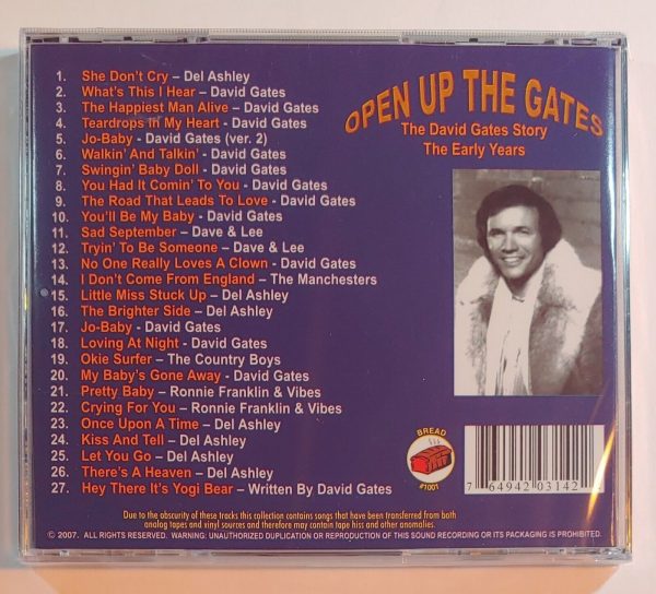 THE DAVID GATES STORY - OPEN UP THE GATES / THE EARLY YEARS  CD BRAND NEW - Image 3
