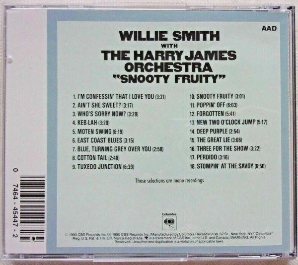 WILLIE SMITH - CD - With The Harry James Orchestra - VERY GOOD CONDITION - Image 3