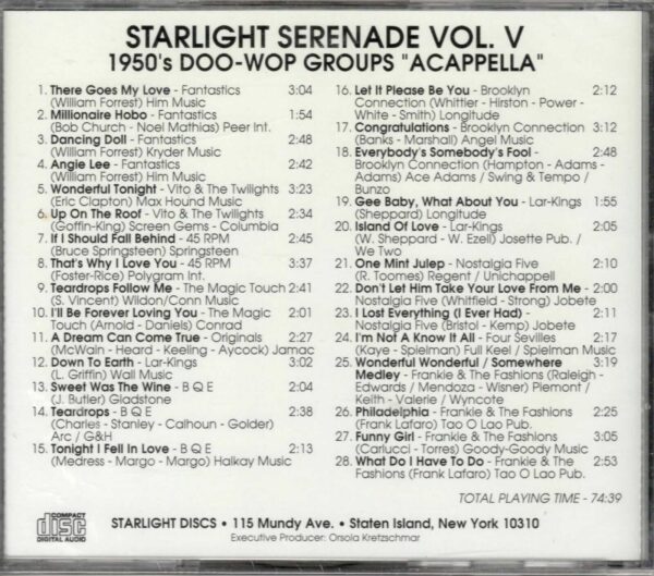 1950's Doo Wop Groups Acappella - Vol 5 - CD - Brand New - Image 3
