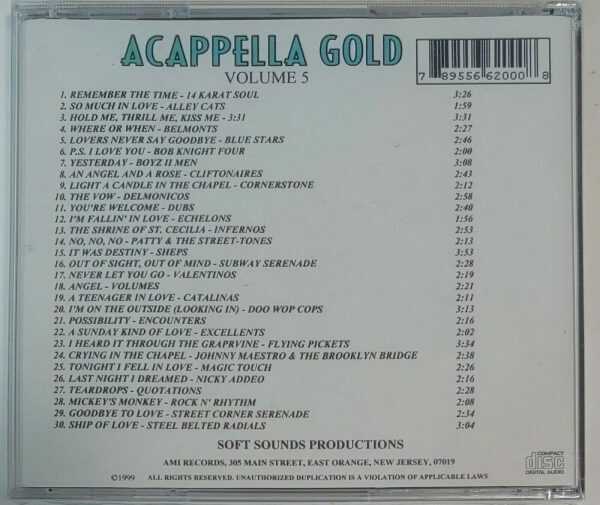 ACAPPELLA GOLD - VOL 5   CD     BRAND NEW - Image 3