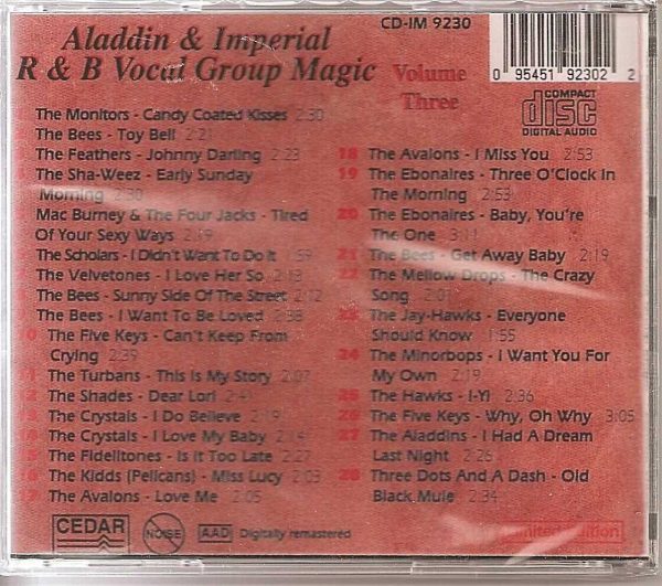 ALADDIN AND IMPERIAL VOCAL GROUP MAGIC - Volume Three - BRAND NEW - Image 3