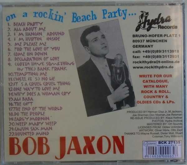 BOB JAXON - CD -  On A Rockin' Beach Party - BRAND NEW - Image 3