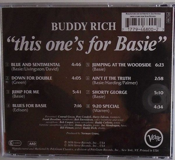 BUDDY RICH And His Orchestra - CD - This One's For Basie - BRAND NEW - Image 3