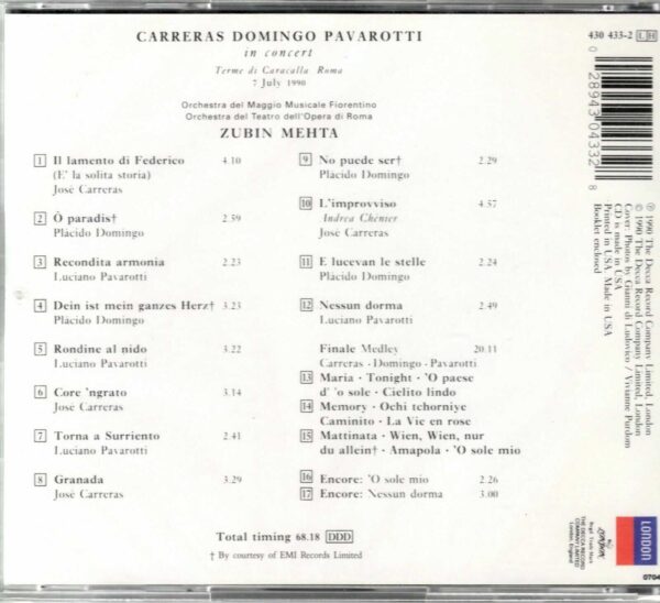 Carreras, Domingo, Pavarotti in Concert - Mehta - CD - Brand New! - Image 3