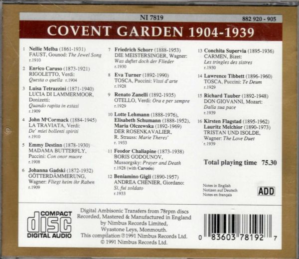 Covent Garden 1904-1939 - CD - Image 3