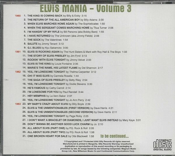 ELVIS MANIA - CD - Volume 3 - BRAND NEW - Image 3