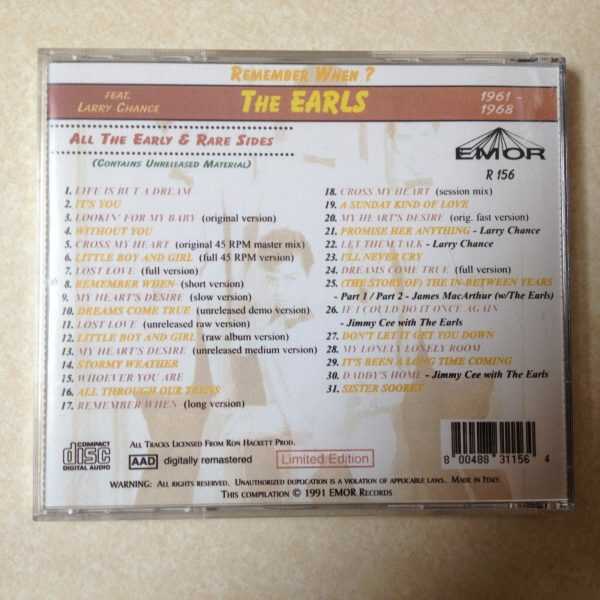Earls CD - Remember When?- All the Early Rare Sides 1961-1968 New - Image 3