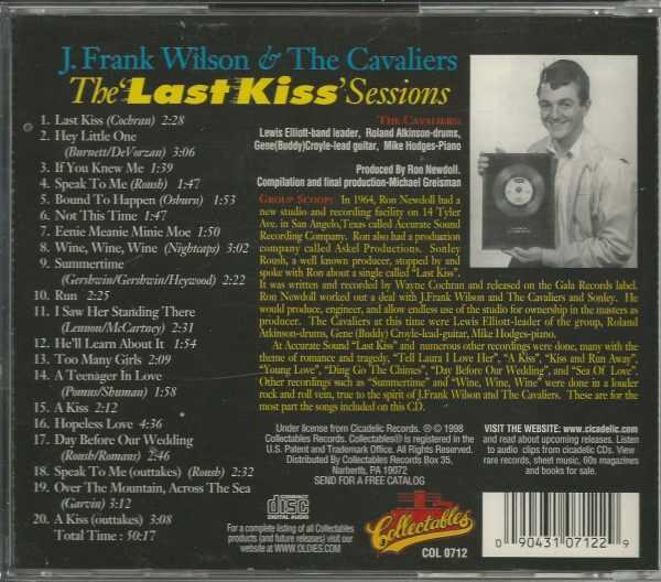 J. FRANK WILSON & The CAVALIERS  - CD - The Last Kiss Sessions - BRAND NEW - Image 3