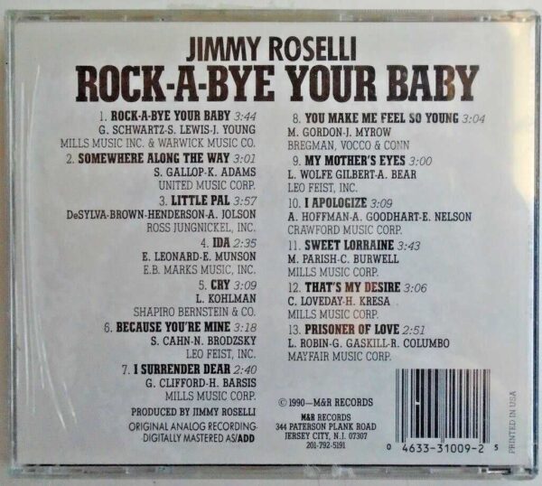 JIMMY ROSELLI - CD - Rock A Bye Baby - BRAND NEW - Image 3
