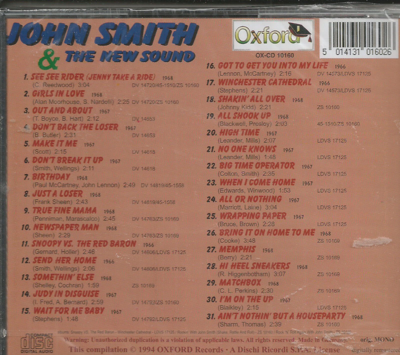 JOHN SMITH AND THE NEW SOUND CD - Best of Brand New - Image 3