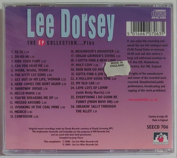 LEE DORSEY - EP COLLECTION   CD BRAND NEW - Image 3
