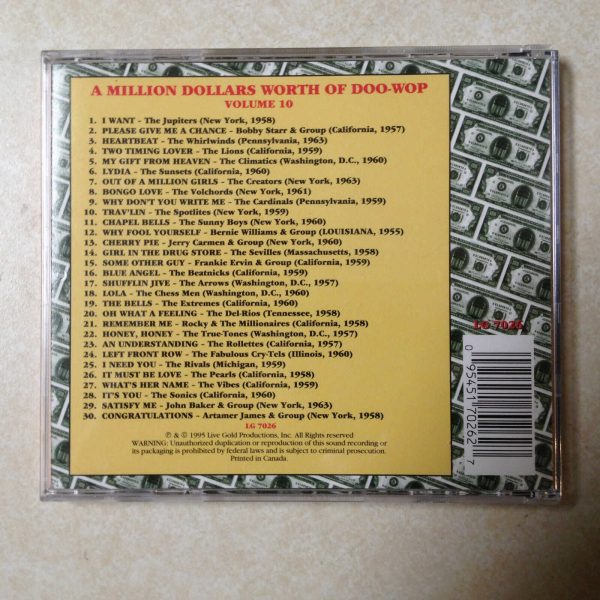 MILLION DOLLARS WORTH OF DOO WOP VOLUME 10 AUDIO CD - Image 3