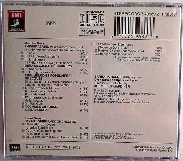 RAVEL - DUPARC CD - Melodies/Songs - HENDRICKS/GARDNER - BRAND NEW - Image 3