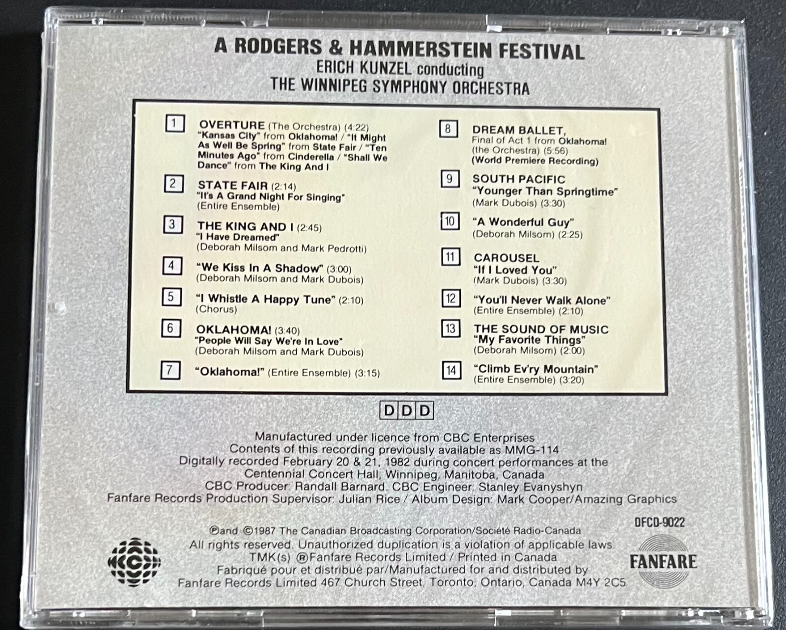 RODGERS & HAMMERSTEIN FESTIVAL - KUNZEL - CD BRAND NEW - Image 3