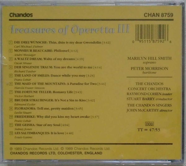 TREASURES OF OPERETTA III - Marilyn Hill Smith - Peter Morrison - BRAND NEW - CD - Image 3