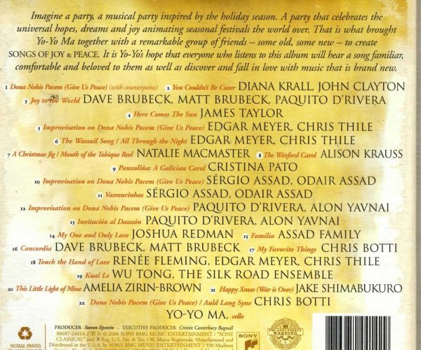 Yo-Yo Ma - Yo-Yo Ma & Friends - Songs Of Joy & Peace - CD - Image 3