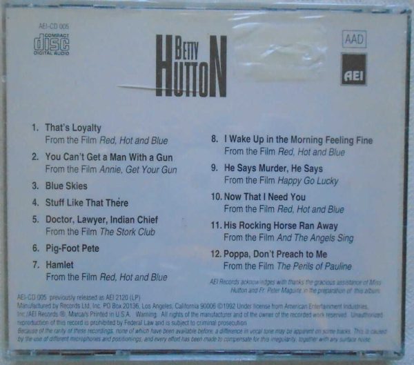 BETTY HUTTON - The Blonde Bombshell - BRAND NEW - CD - Image 3