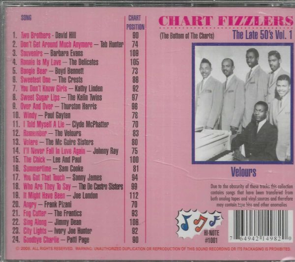 CHART FIZZLERS CD  - Late 50's Volume 1   Brand New  24 Tracks on HI-NOTE - Image 3