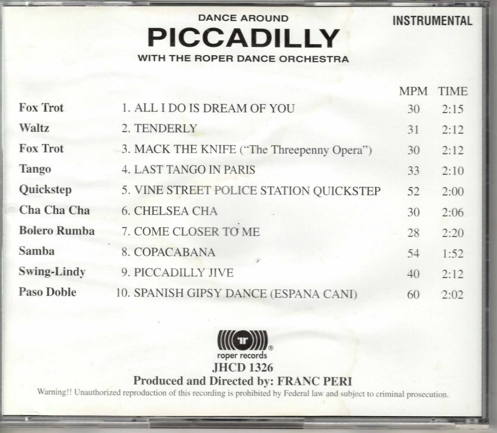 Dance Around Piccadilly - Ballroom Dance Music - CD - Image 3