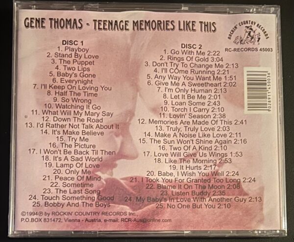 GENE THOMAS  - TEENAGE MEMORIES LIKE THIS - CD BRAND NEW - Image 3