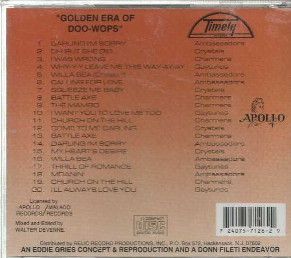 GOLDEN ERA OF DOO WOPS - CD - Timely Records - BRAND NEW - Image 3