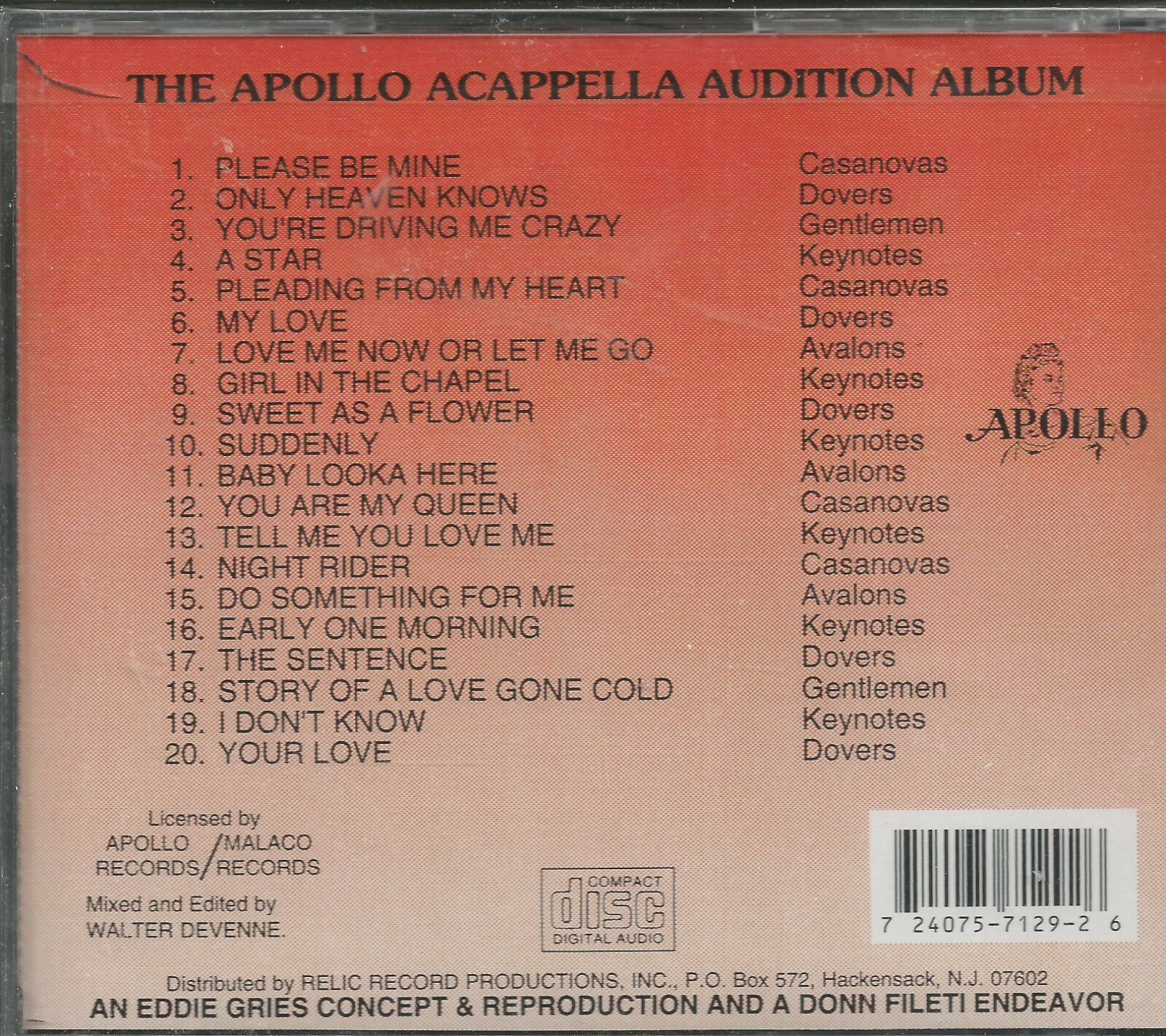 Golden Era Of Doo Wops - Apollo Acappella Audition Album - CD - Image 3
