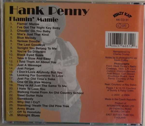 HANK PENNY - CD - Flamin' Mamie - 1938-1941 - BRAND NEW - Image 3